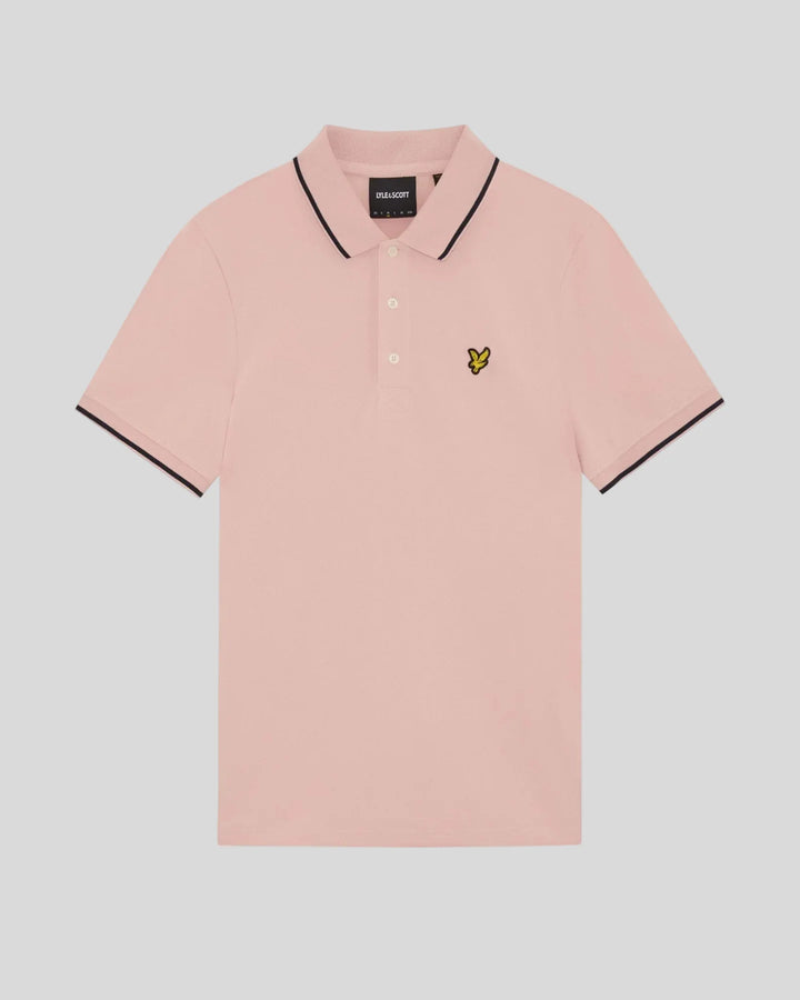 Lyle & Scott Cotton Tipped Polo Shirt Pink Grapefruit/ Dark Navy