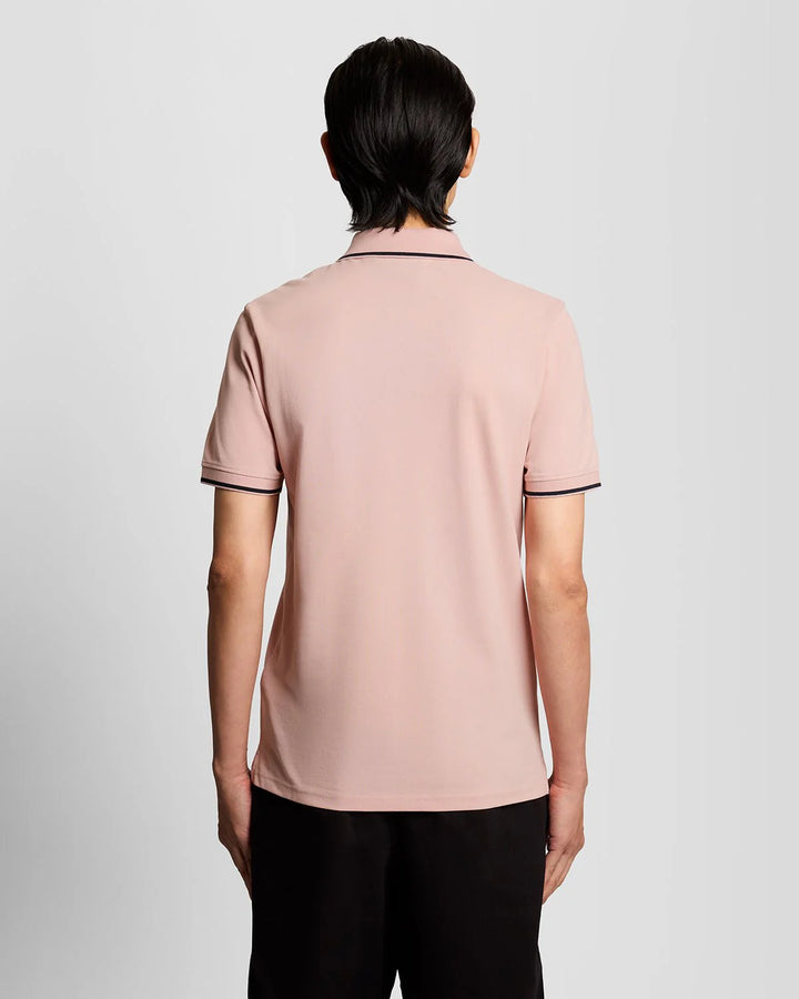 Lyle & Scott Cotton Tipped Polo Shirt Pink Grapefruit/ Dark Navy