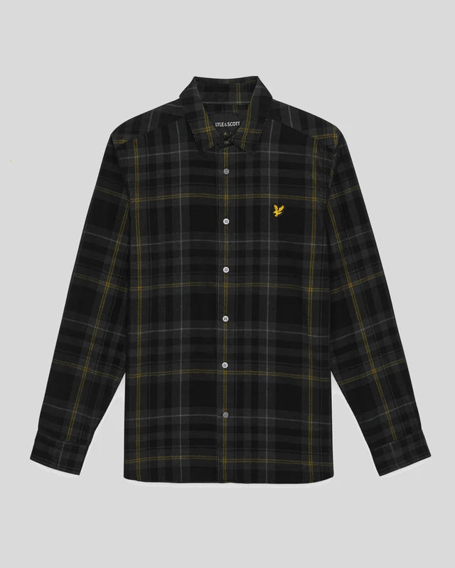 Lyle & Scott Tartan Check Corduroy Shirt Jet Black