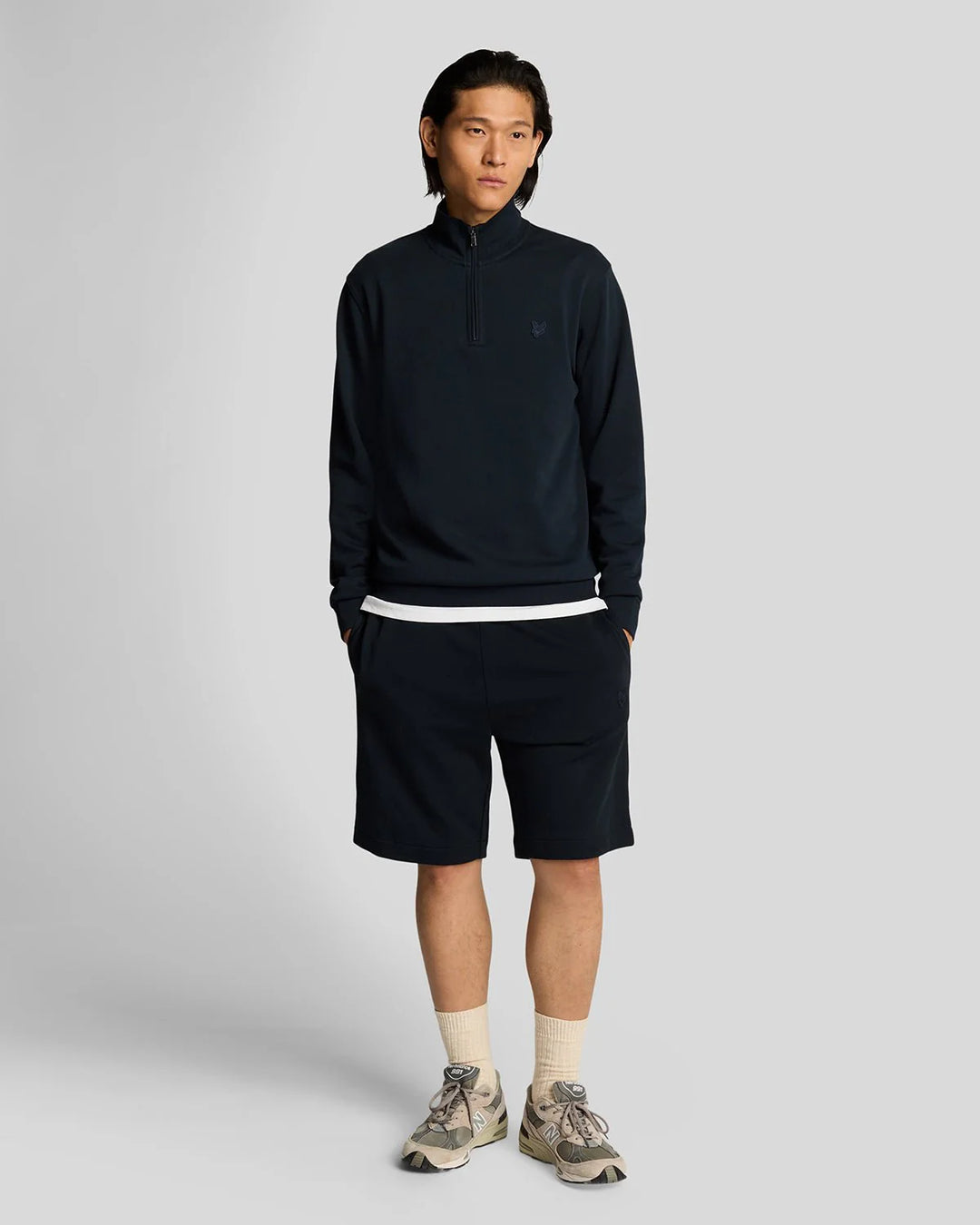 Lyle & Scott Superfine Cotton 1/4 Zip Sweatshirt Dark Navy