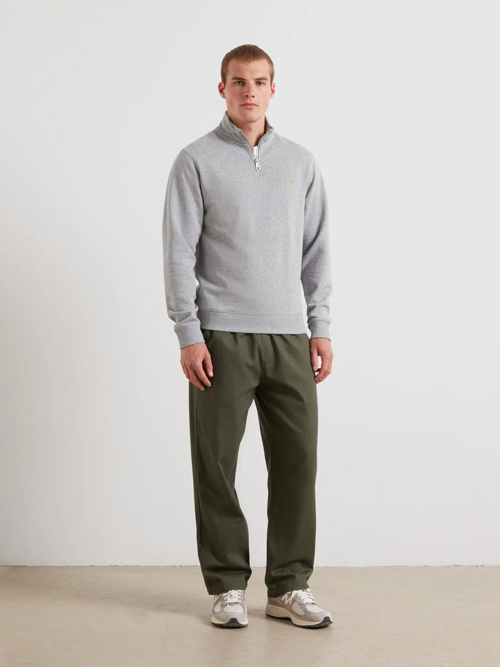 Farah Arnold 1/4 Zip Light Grey Marl