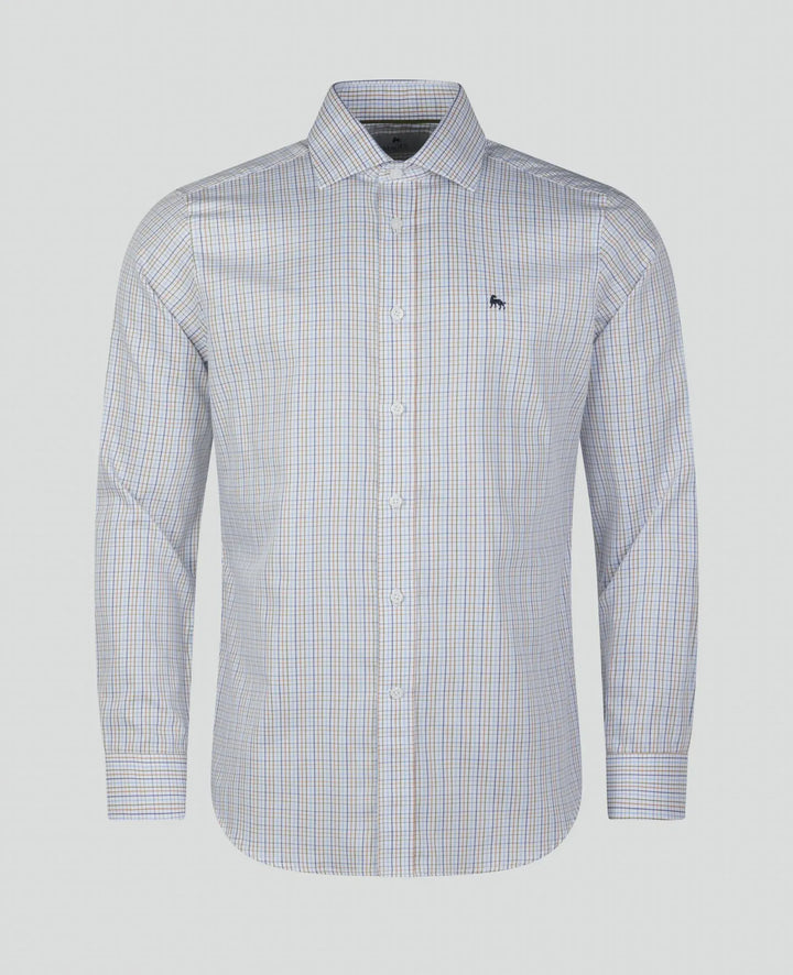 Magee Nephin Cotton Shirt Blue Tattersalls
