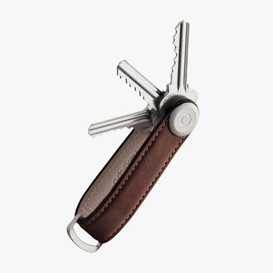 Orbitkey Key Organiser Leather Espresso with Brown Stitching