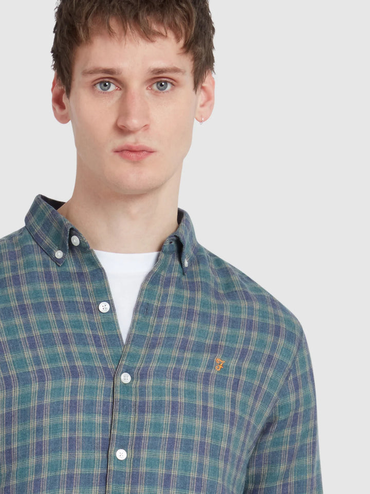 Farah Hamilton Check Shirt In Mallard Green
