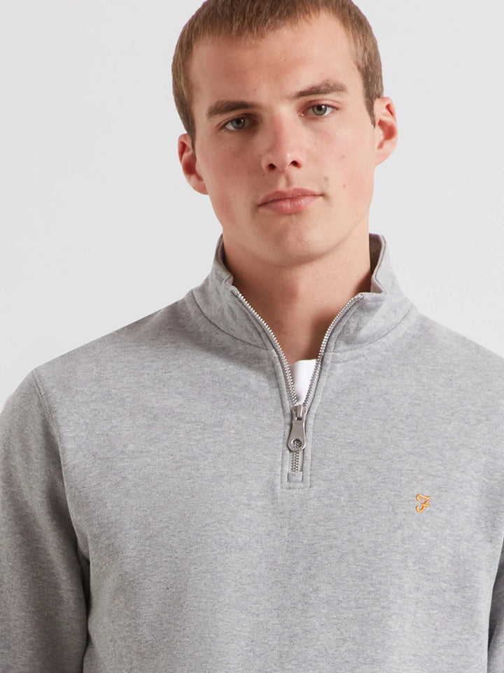 Farah Arnold 1/4 Zip Light Grey Marl