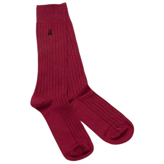 Swole Panda Bamboo Socks Deep Burgandy 2 Pack