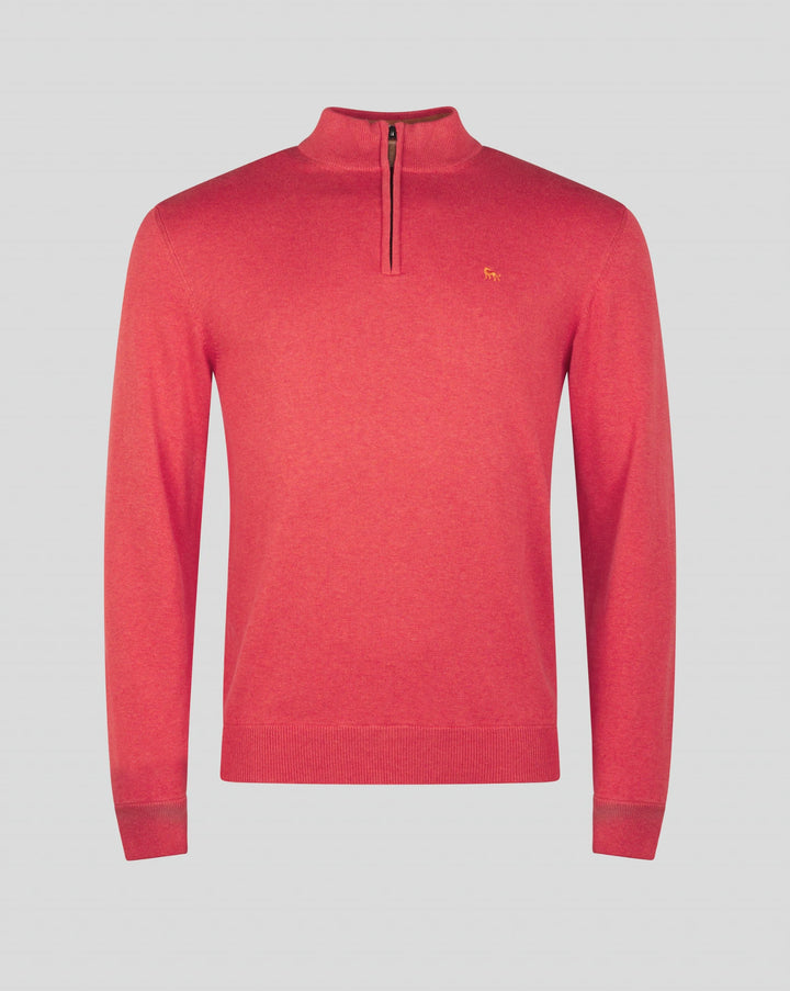 Magee Sean Cotton 1/4 Zip Raspberry