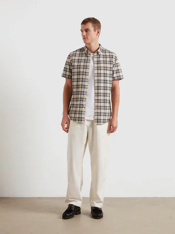 Farah Brewer Check Short Sleeve Shirt Birch Grey