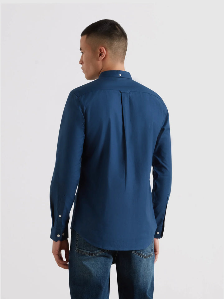 Farah Brewer Slim Fit Organic Cotton Oxford Shirt In Blue