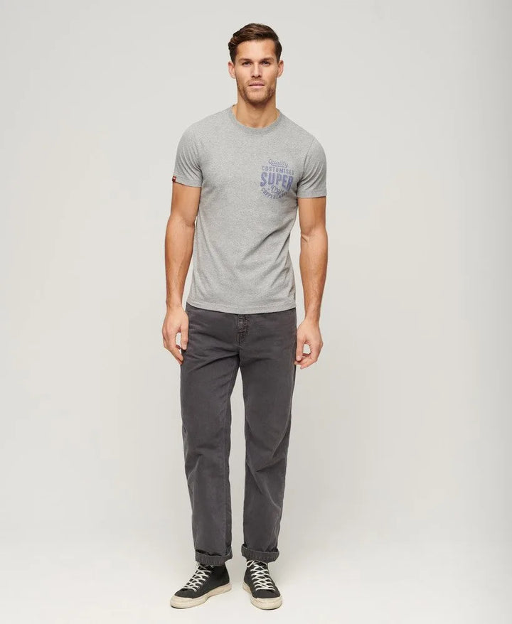 Superdry Copper Label Chest Graphic T-Shirt Ash Grey Marl