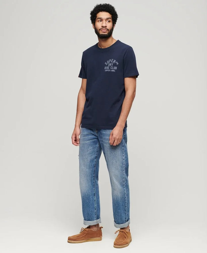 Superdry Copper Label Chest Graphic T-Shirt Blue Navy Marl