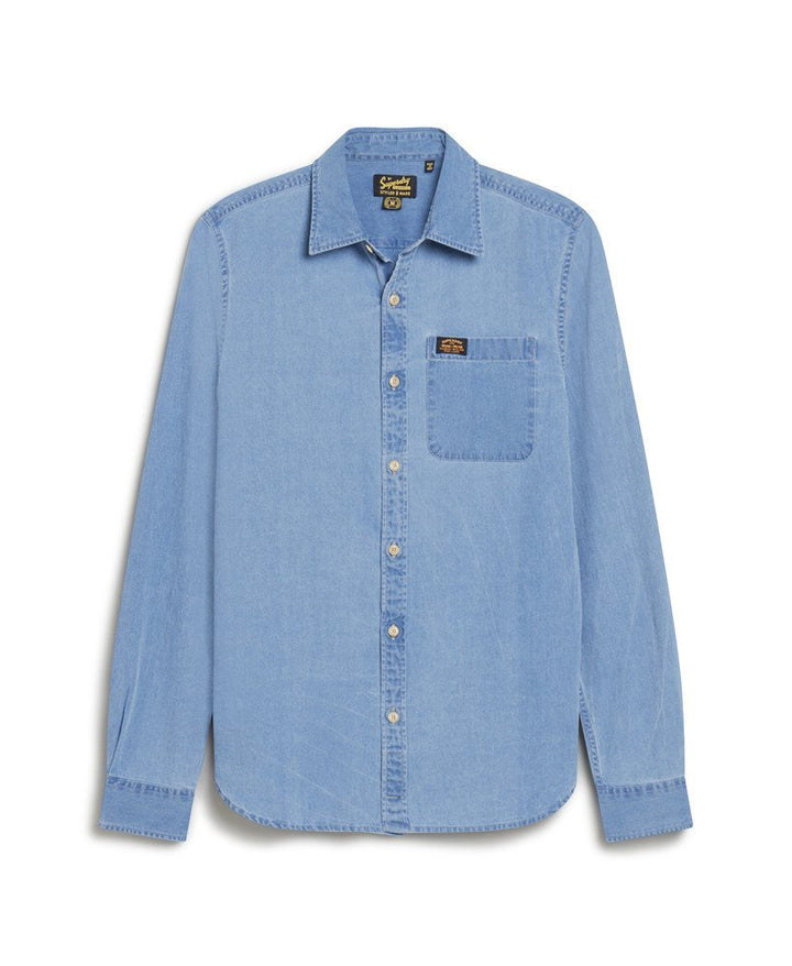 Superdry Organic Cotton Long Sleeve Denim Shirt Heavy Wash