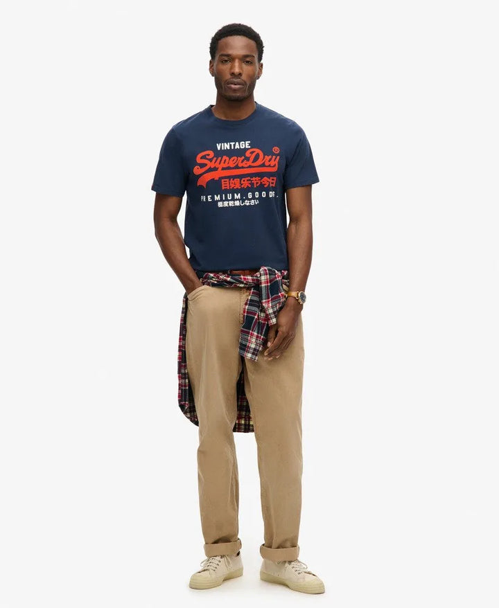 Superdry Duo Vintage Logo T Shirt Navy