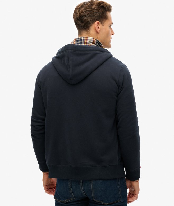 Superdry Essential Logo Half Brushed Full Zip Hoodie Navy