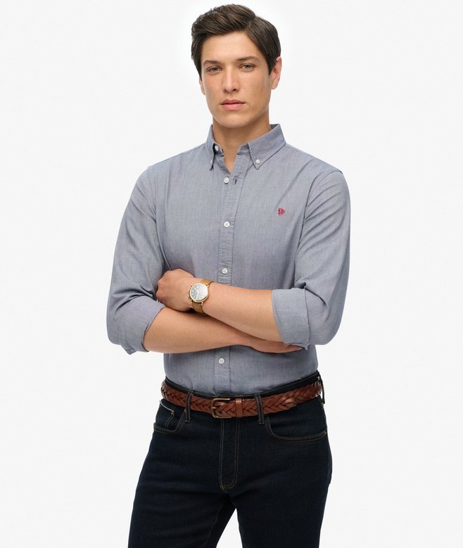 Superdry Classic Oxford Long Sleeve Shirt Ocean Navy Chambray
