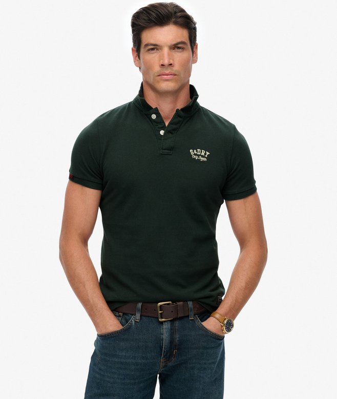 Superdry Vintage Athletic Embroidered Polo Shirt Eagle Green