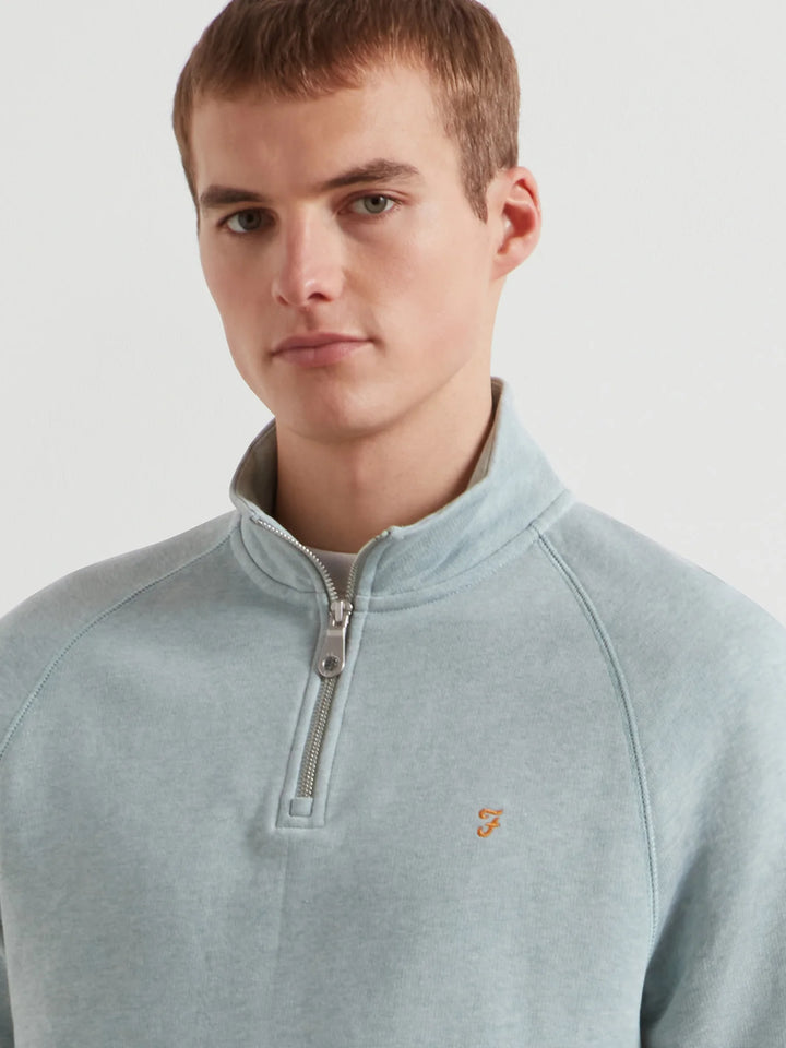 Farah Jim 1/4 Zip Sweatshirt Green Mist Marl
