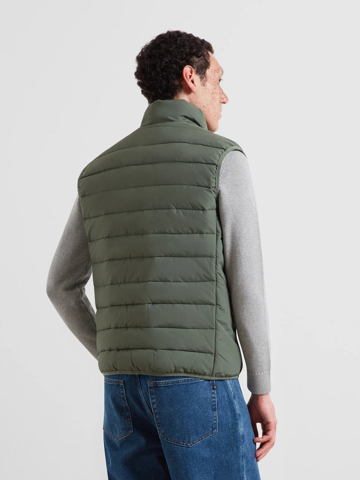 Farah Kennedy Wadded Gilet In Rosemary Green