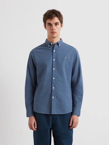 Farah Brewer Slim Fit Organic Cotton Oxford Shirt River Bed