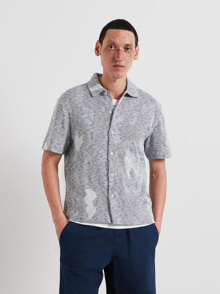 Farah Stoker Jacquard Button Front Polo Shirt In Yale