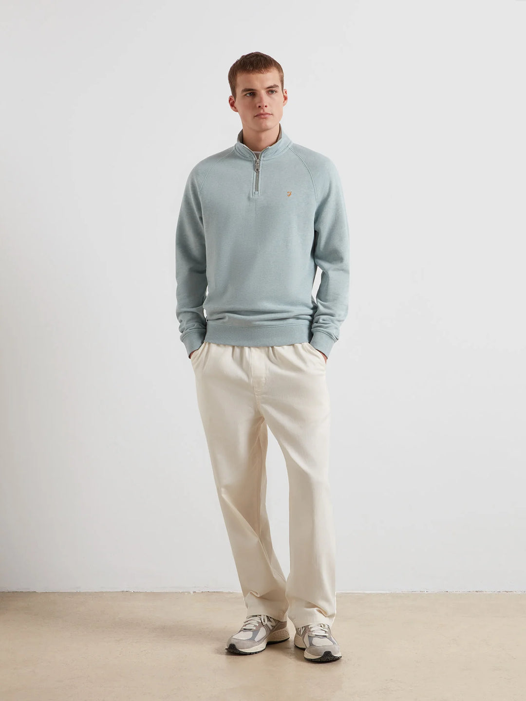 Farah Jim 1/4 Zip Sweatshirt Green Mist Marl