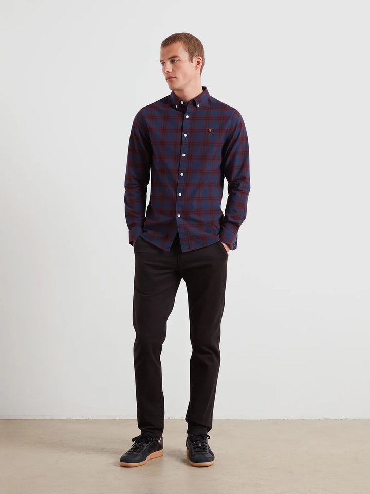 Farah Brewer Check Oxford Shirt Bordeaux