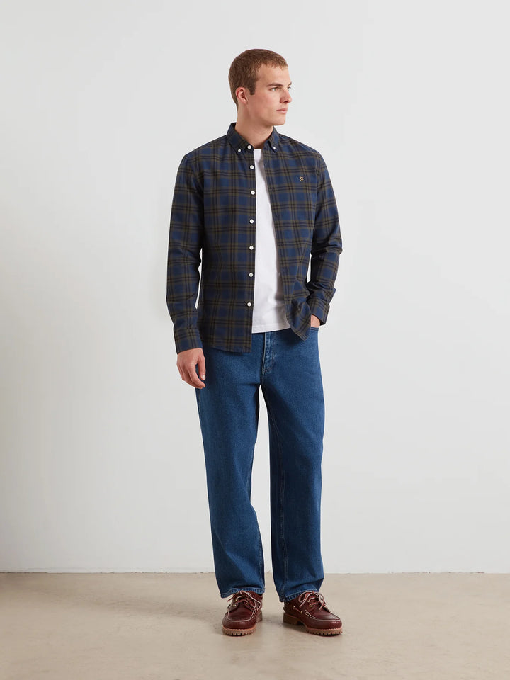 Farah Brewer Check Oxford Shirt Evergreen