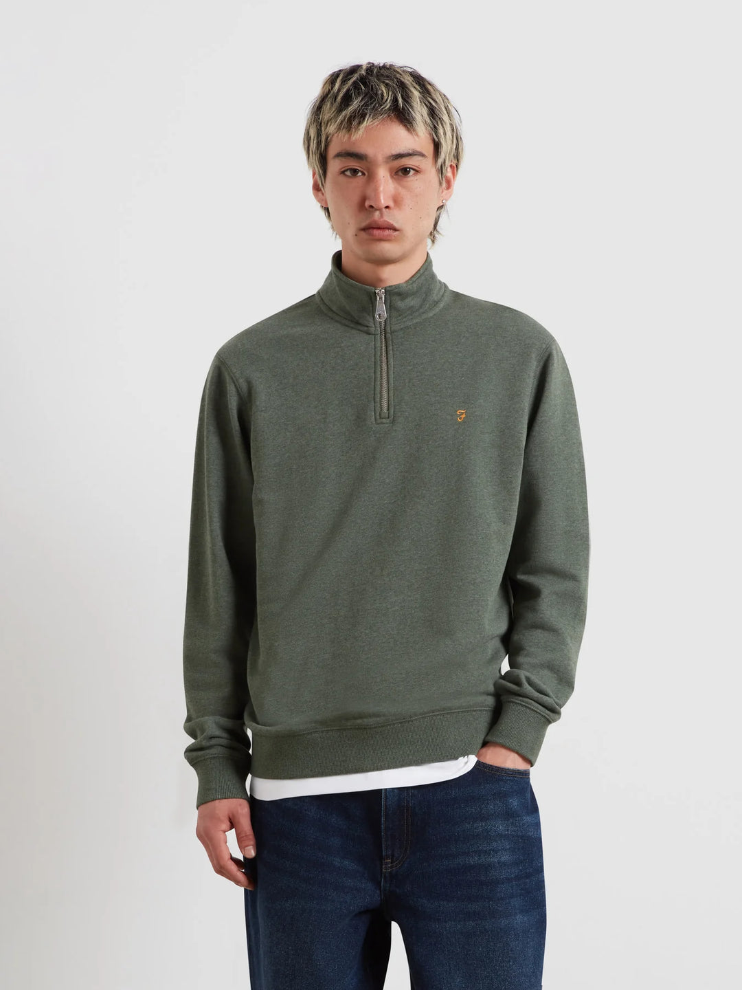 Farah Arnold 1/4 Zip Rosemary Marl