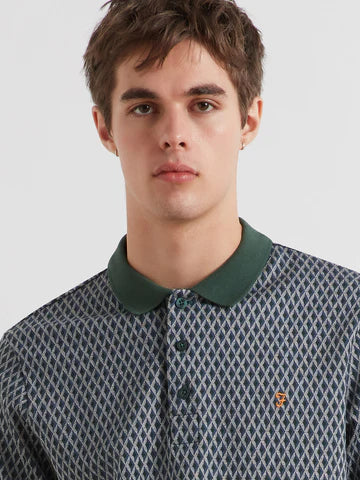 Farah Whitston Jacquard Polo Shirt Poplar Green