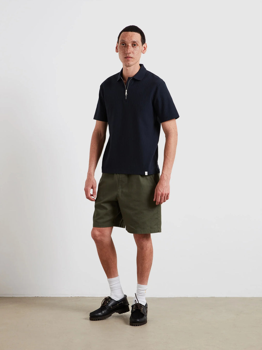 Farah Dobson Zipped Polo Shirt In True Navy