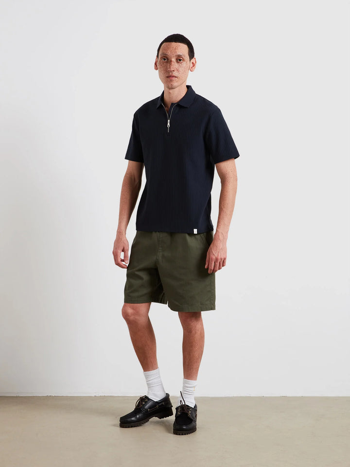 Farah Dobson Zipped Polo Shirt In True Navy