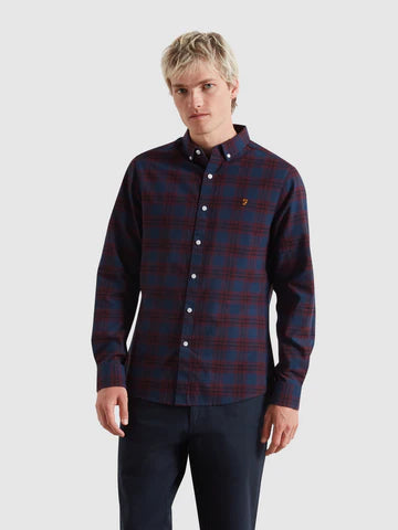 Farah Brewer Shirt Check Oxford Bordeaux