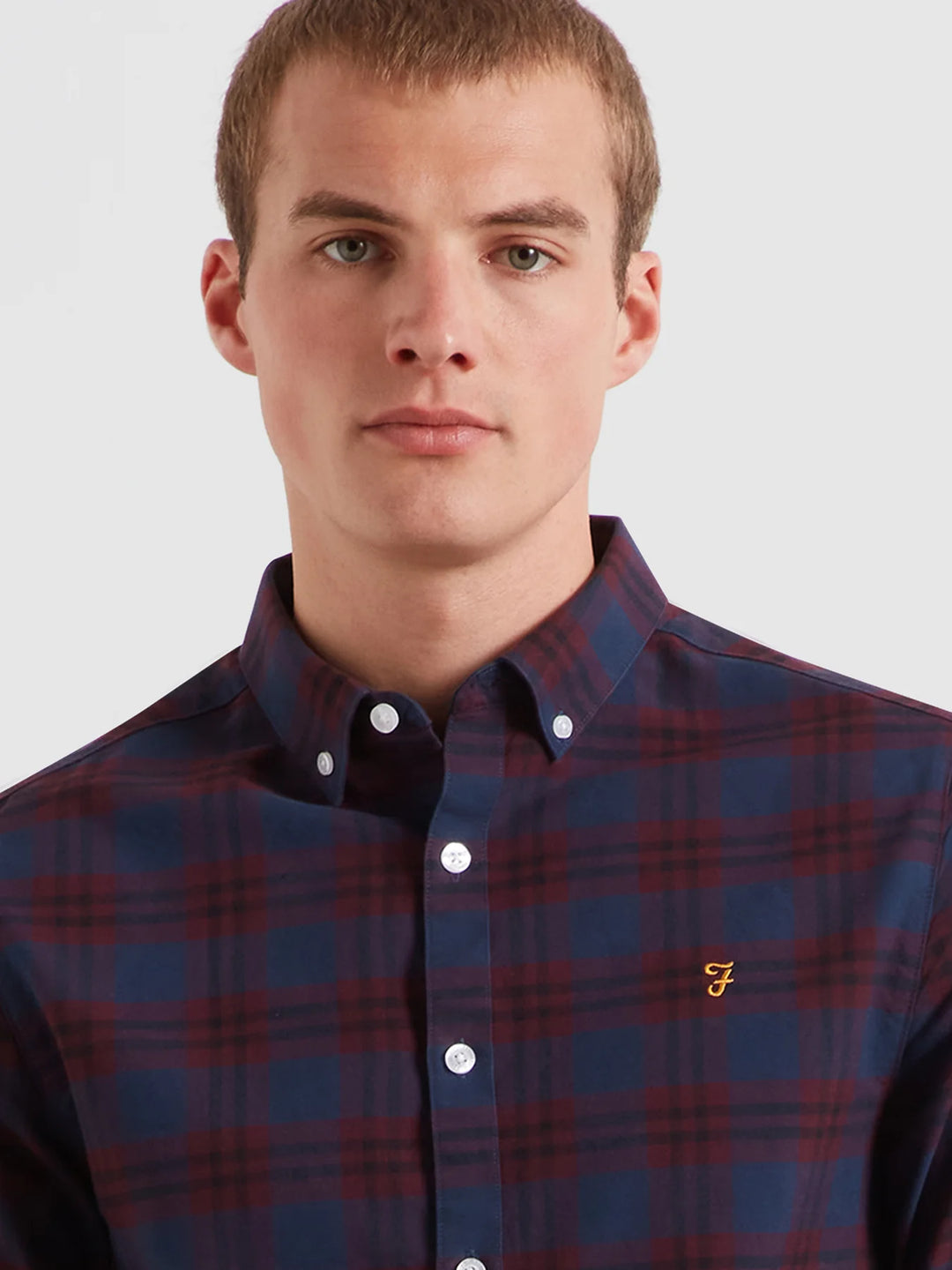 Farah Brewer Check Oxford Shirt Bordeaux