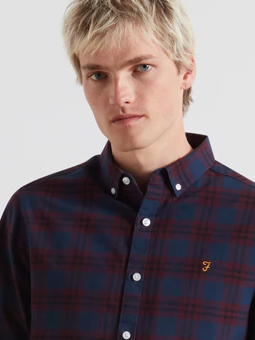Farah Brewer Shirt Check Oxford Bordeaux