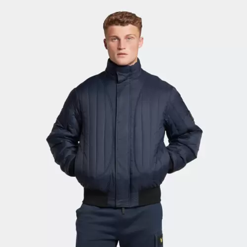 Lyle & Scott Men's Casuals Vertical Padded Bomber Jacket Dark Navy