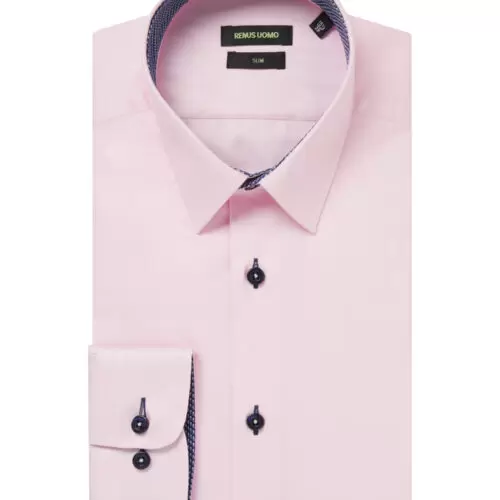 Remus Uomo Pink Rome Long Sleeve Slim Fit Formal Shirt