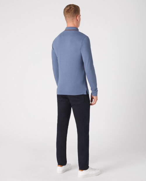 Remus Uomo Long Sleeve Polo Blue
