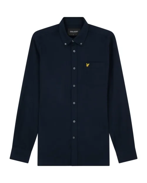 Lyle & Scott Plain Flannel Shirt Dark Navy