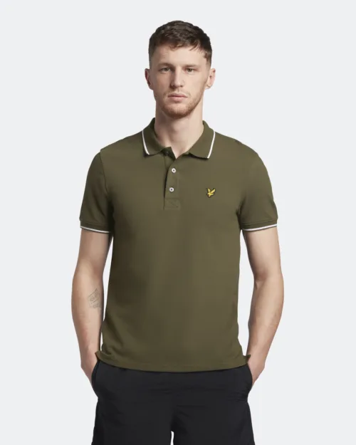 Lyle & Scott Tipped Polo Shirt Olive/White