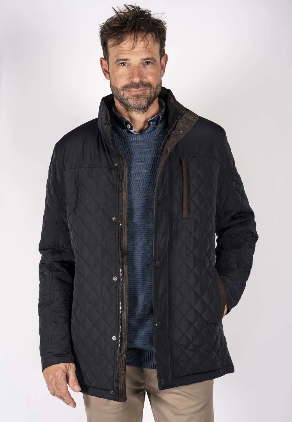Mens navy quilted clearance coat