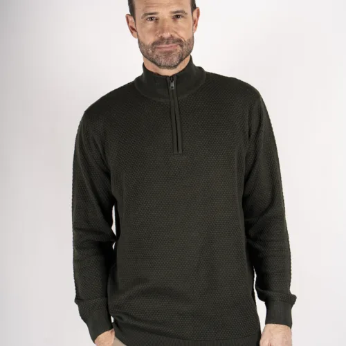 Pre End Howard 1/4 Zip Sweater Forest Green