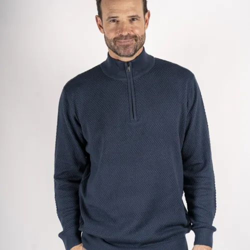 Pre End Howard 1/4 Zip Sweater Dark Denim