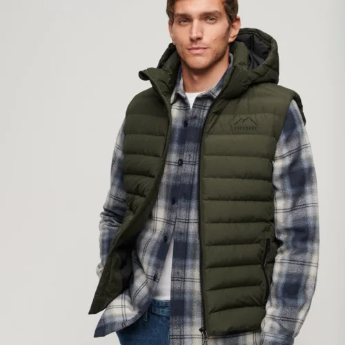 Superdry Hooded Fuji Sport Padded Gilet Green