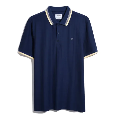 Farah Dulwich Topping Polo Shirt Midnight Blue