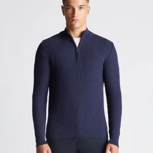 Remus Uomo 1/4 Zip Knit Dark Blue