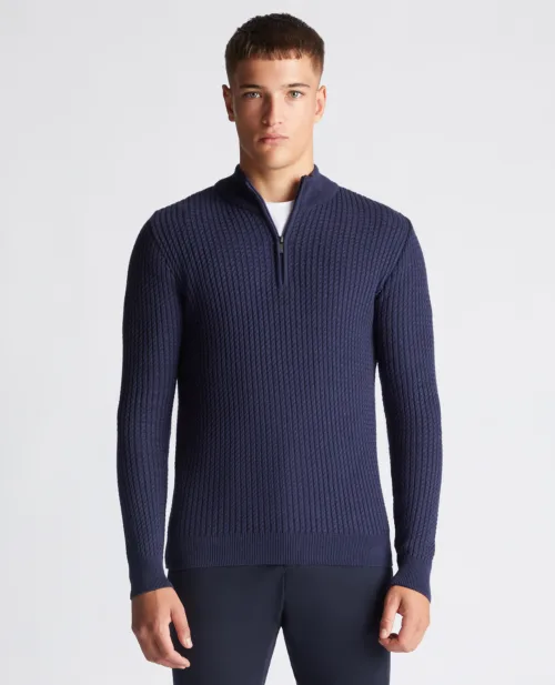 Remus Uomo 1/4 Zip Knit Dark Blue