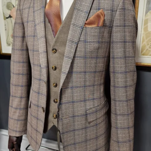 6th Sense Noah Peppercorn Contrast 3 Piece Suit