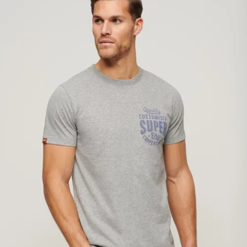 Superdry Copper Label Chest Graphic T-Shirt Ash Grey Marl