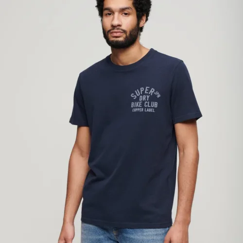 Superdry Copper Label Chest Graphic T-Shirt Blue Navy Marl